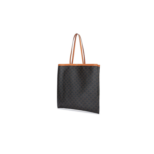 Mala Sacola Grande Flat em Lona Triomphe e Cabedal Natural 123842O9003MI
