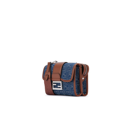 Mala Baguette Azul em Pele 7VA649AUGOF1SCG