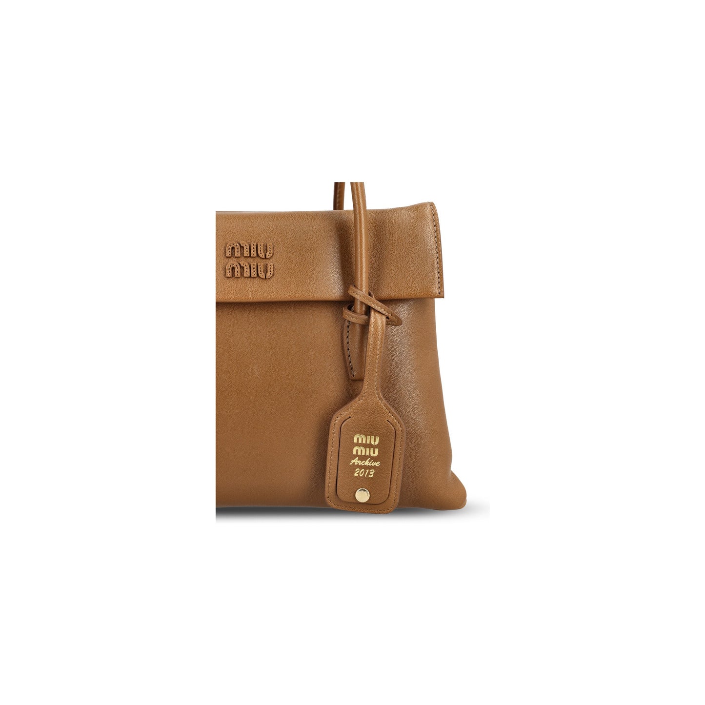 Mala de Mão em pelle di agnello - Colore: marrone - Interno in raso cotone con tasca zip e tasca applicata - Manici - Miu Miu Mala de Mão | Durzio