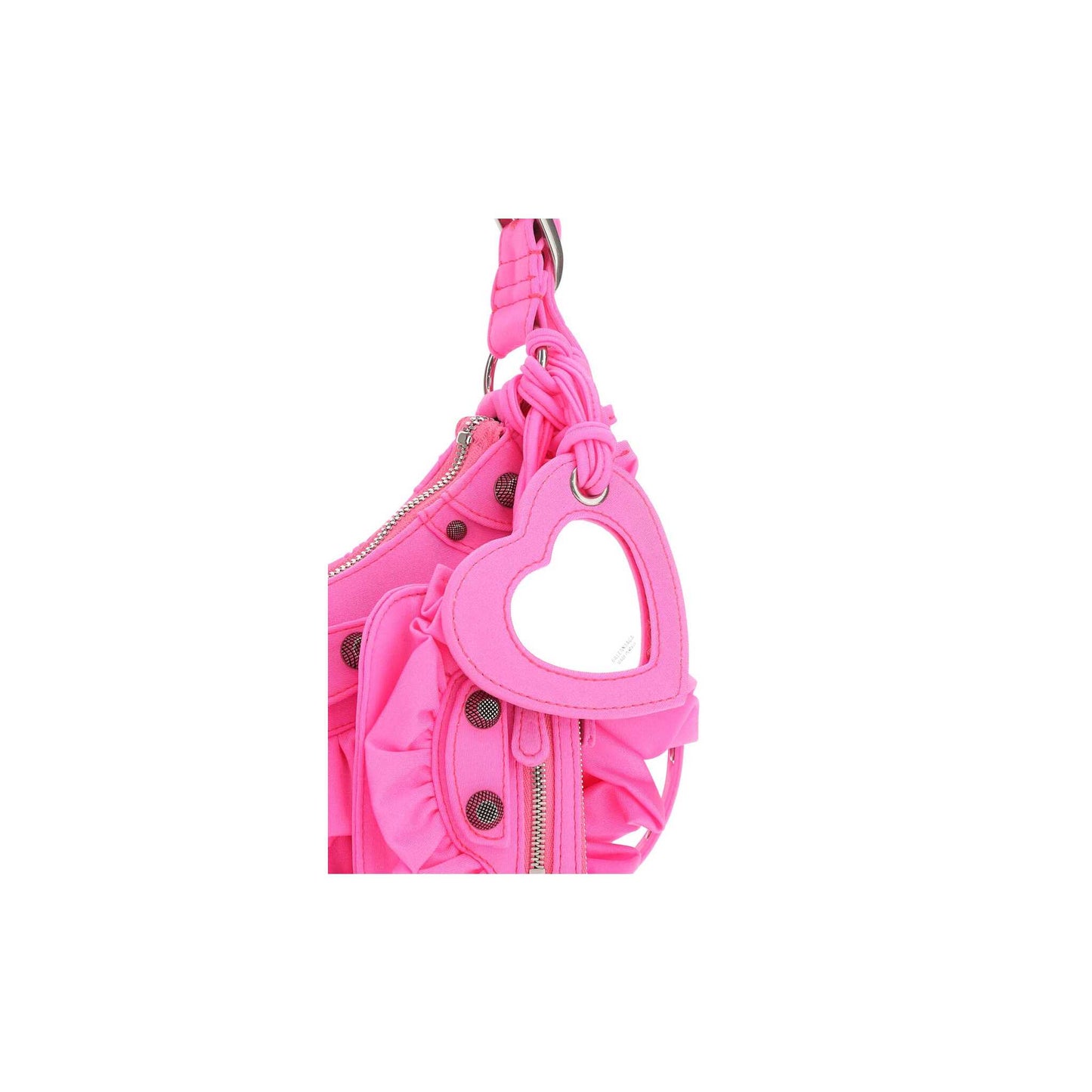 Mala de Ombro Le Cagole XS em Nylon e Elastano Rosa Fluo
