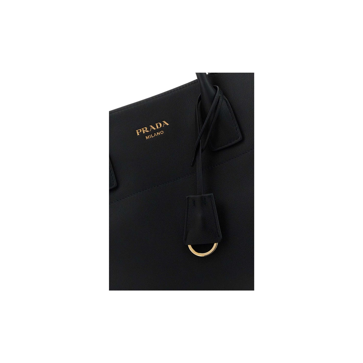 Prada Mala Tote Grande em Pele — Preto