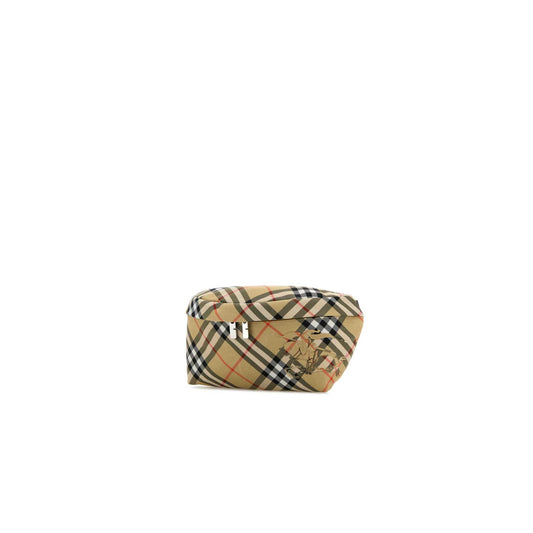 Check Embroidered Fabric Belt Bag