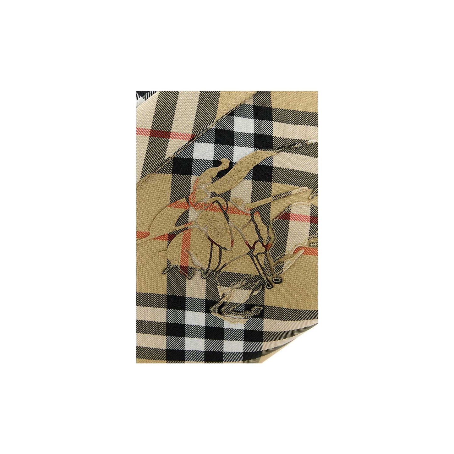 Check Embroidered Fabric Belt Bag
