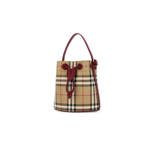 Check Drawstring Bag in Printed Canvas