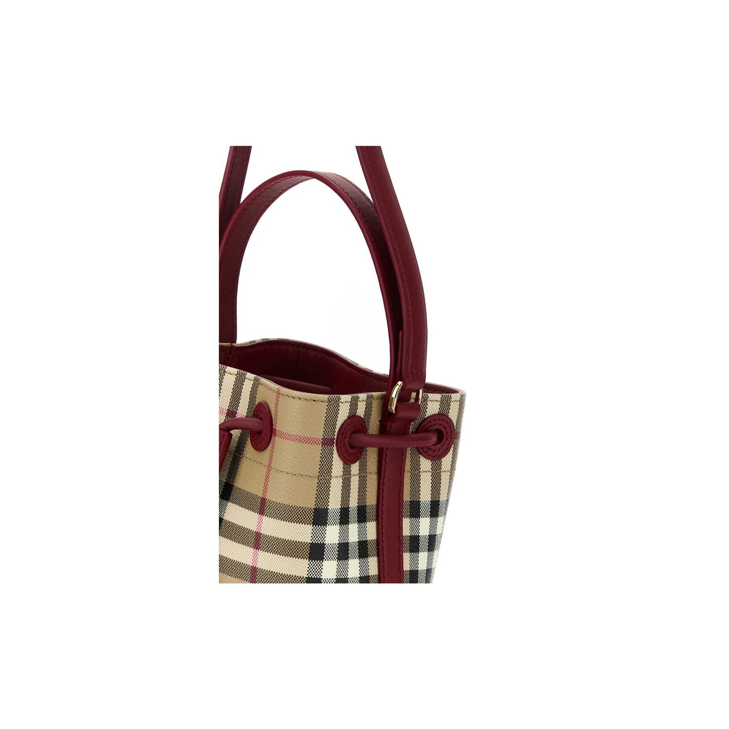 Check Drawstring Bag in Printed Canvas