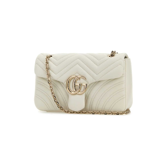 Gucci Mala de Ombro Média GG Marmont em Lona — Bege