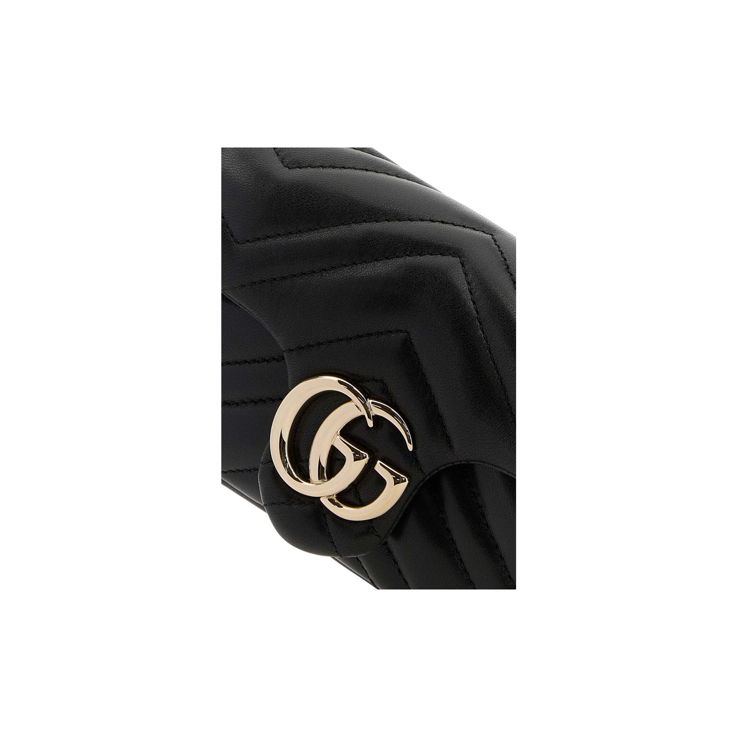 Gucci Mala de Ombro Mini GG Marmont em Pele — Preto