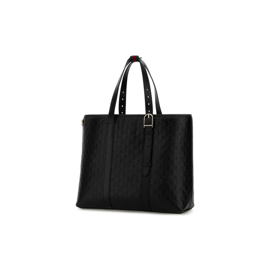 Gucci Mala Tote Grande GG Emblem em Pele