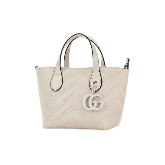 Gucci Mala de Ombro GG Marmont em Pele — Bege