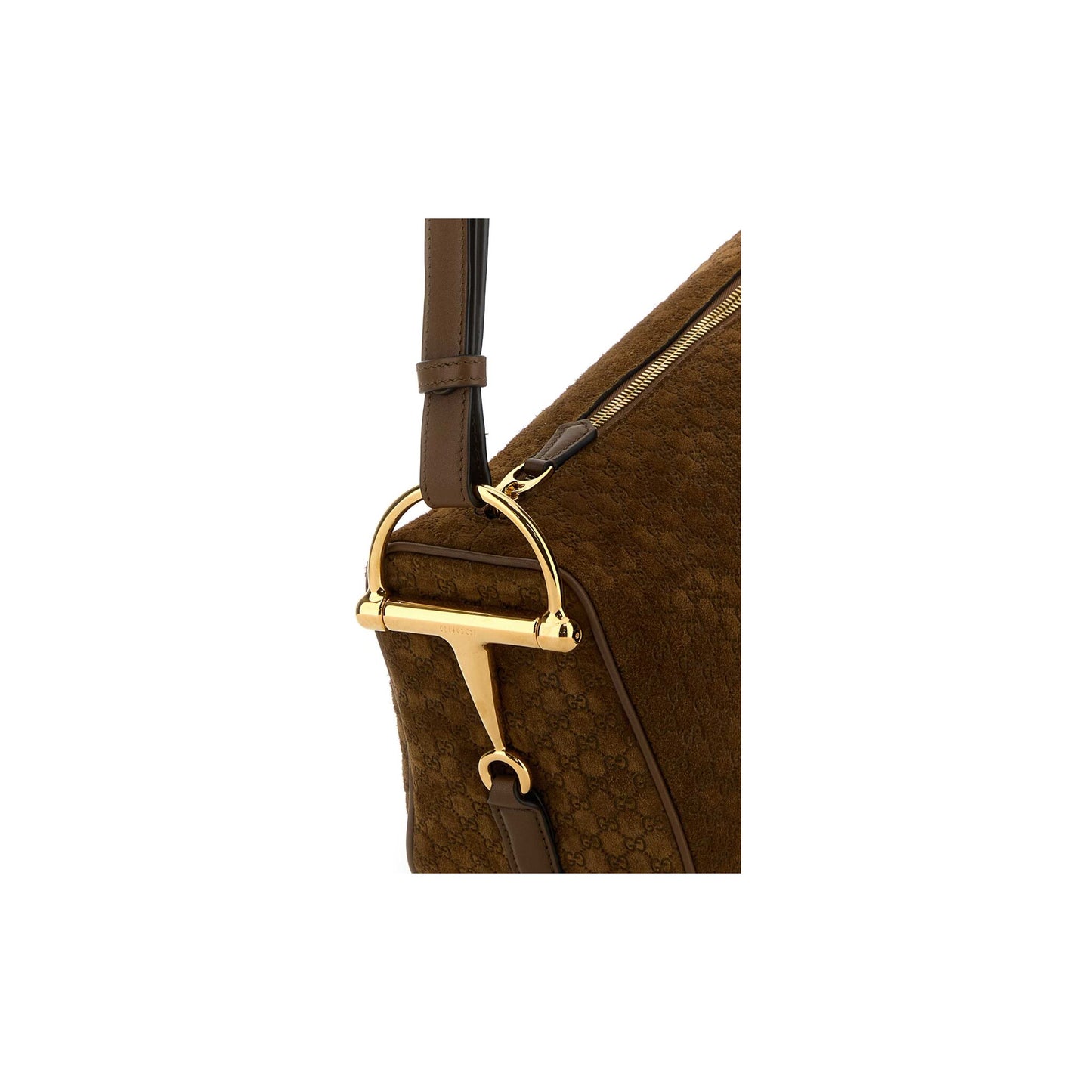 Gucci Mala de Ombro Média Half Horsebit em Pele — Castanho