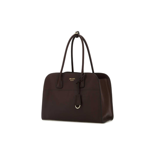 Prada Mala Tote Grande em Pele — Branco
