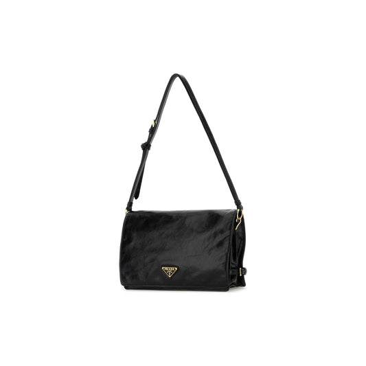 Prada Mala de Ombro em Pele — Preto