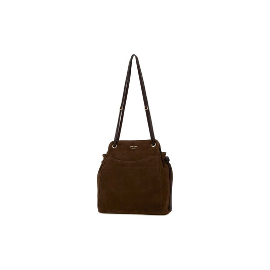 Prada Mala Tote Média Carry em Camurça