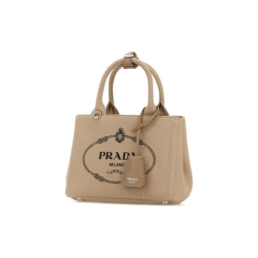 Prada Mala de Ombro em Lona — Branco