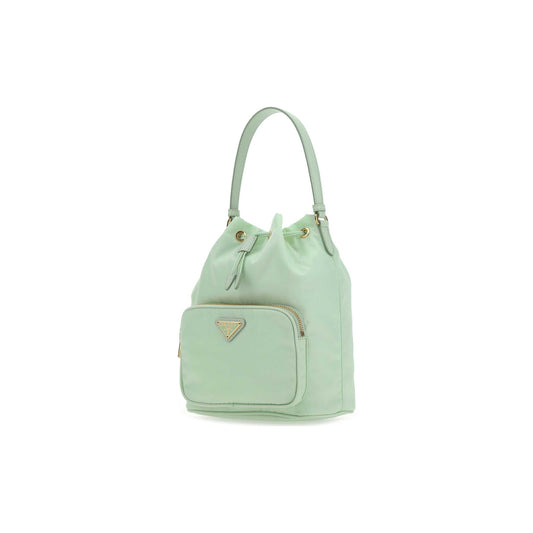 Prada Mala Saco Buckle em Re-Nylon — Bege
