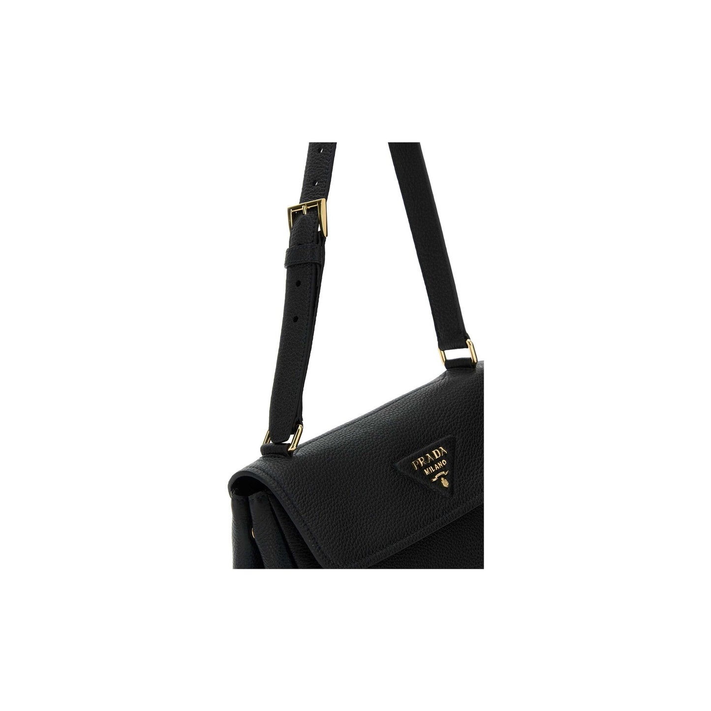 Prada Mala de Ombro em Pele — Preto