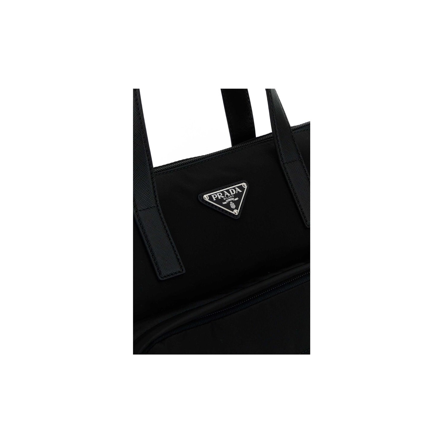 Prada Mala Tote em Re-Nylon — Preto