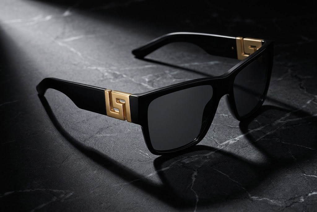 Versace VE4296: Óculos de Sol Quadrados Pretos em Entrega Imediata