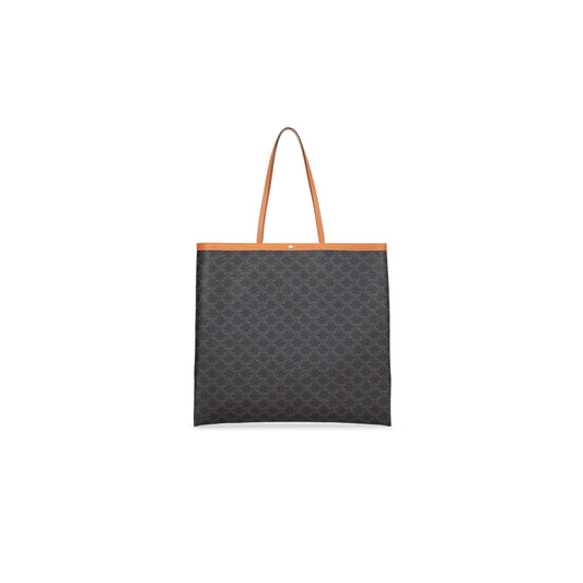 Mala Sacola Grande Flat em Lona Triomphe e Cabedal Natural 123842O9003MI