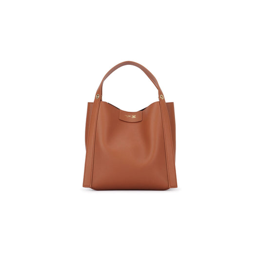 Mala de Ombro Small Cube em Lona Triomphe e Cabedal de Vitela Natural