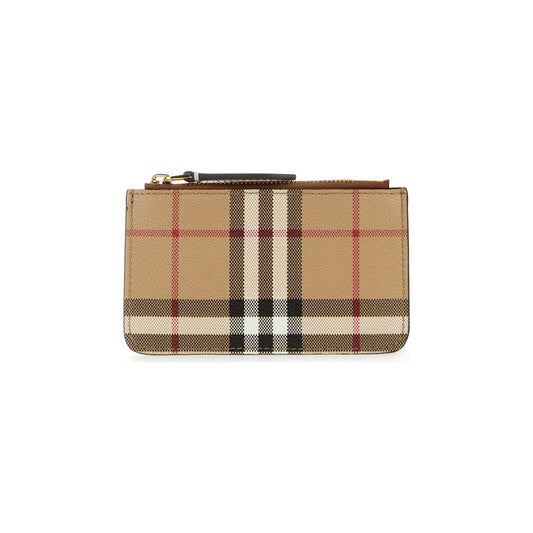 Porta-Moedas Check Burberry em Lona Revestida