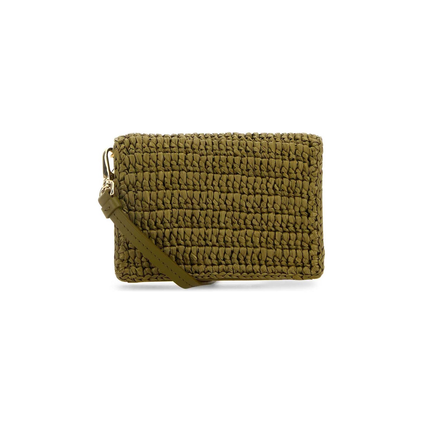 Prada Card Holder in Raffia Olive Green
