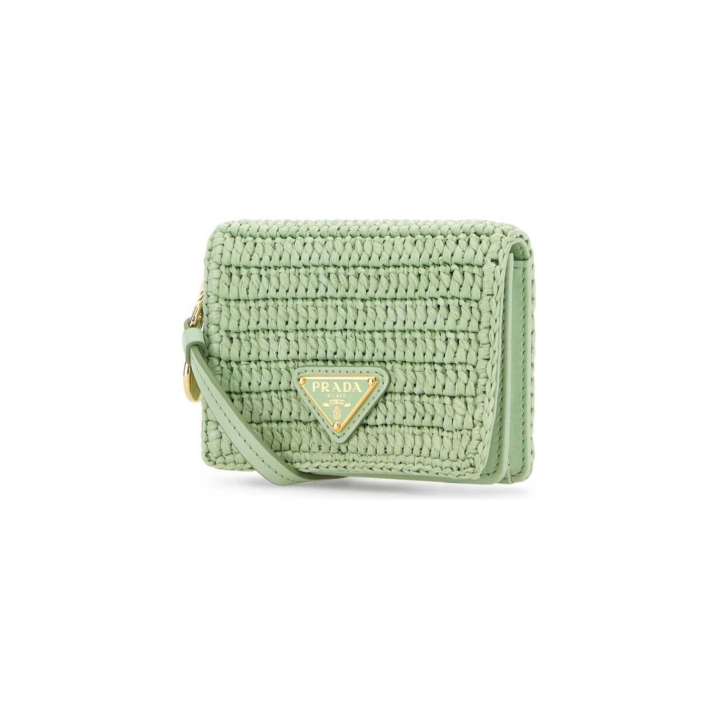 Prada Card Holder in Raffia Pastel Green
