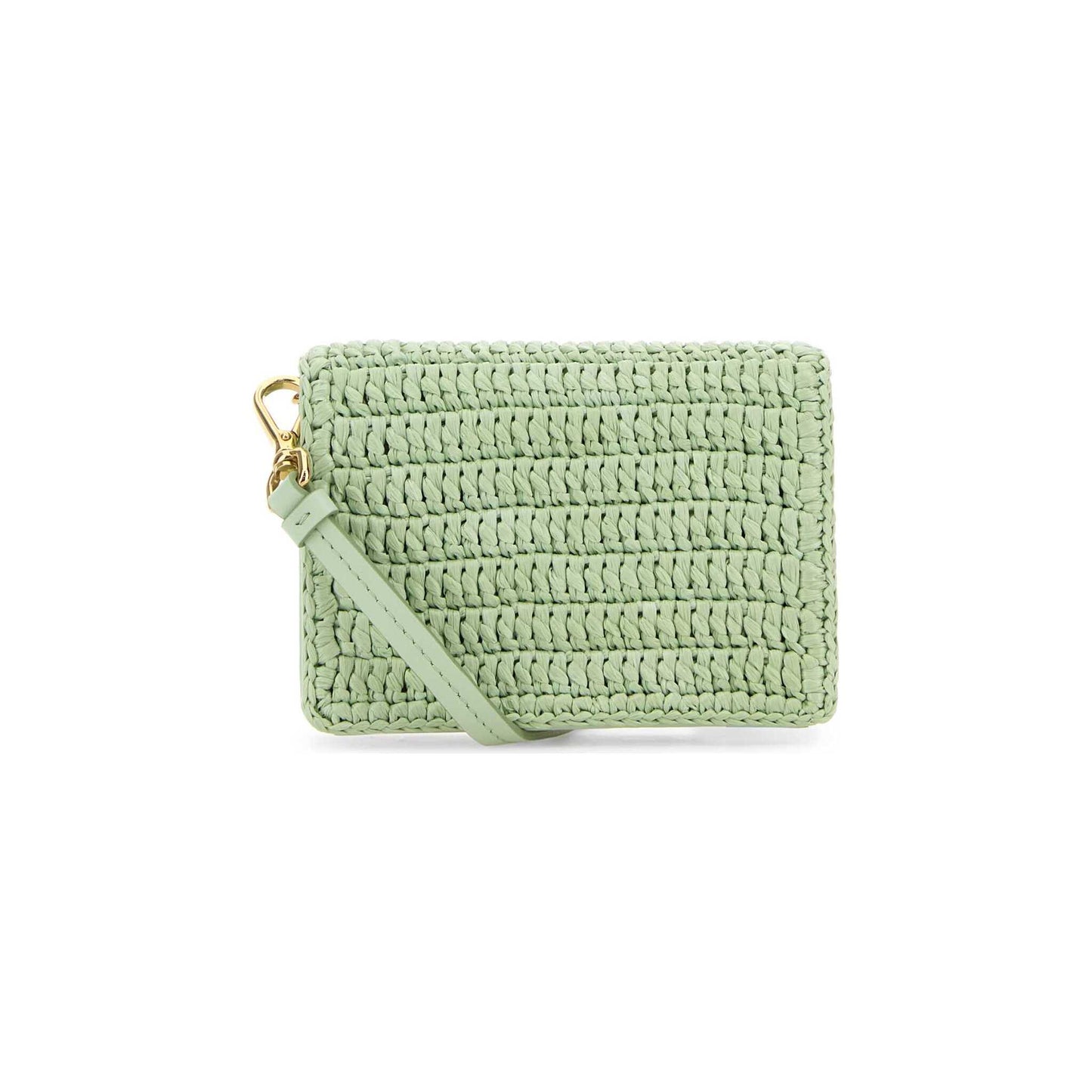 Prada Card Holder in Raffia Pastel Green