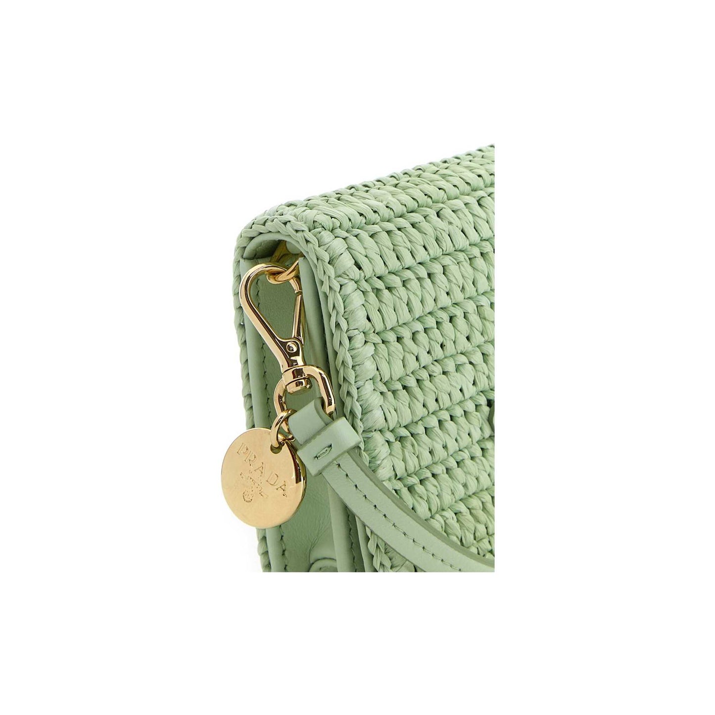 Prada Card Holder in Raffia Pastel Green