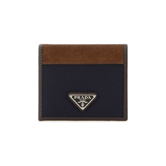 Prada Wallet Bi-Colour in Fabric e Camurça
