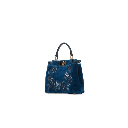 Mala Peekaboo Azul em Pele