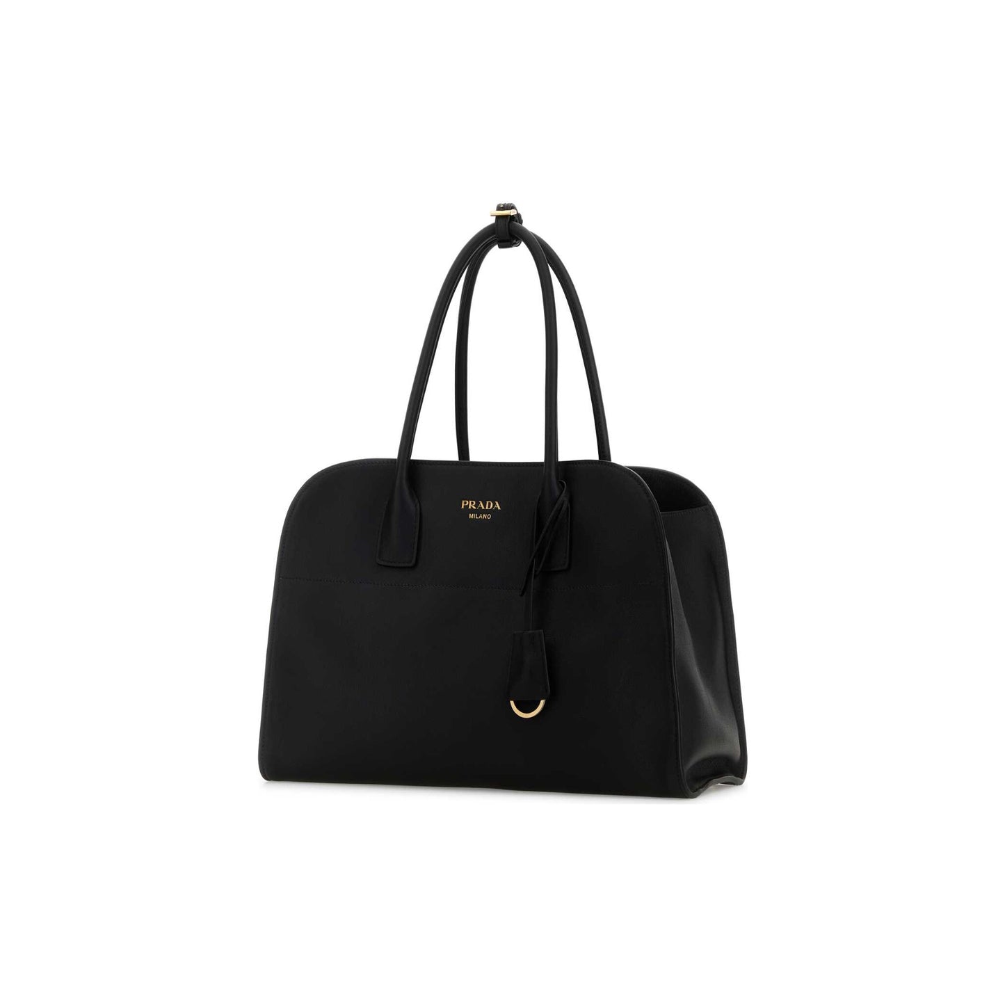 Prada Mala Tote Grande em Pele — Preto
