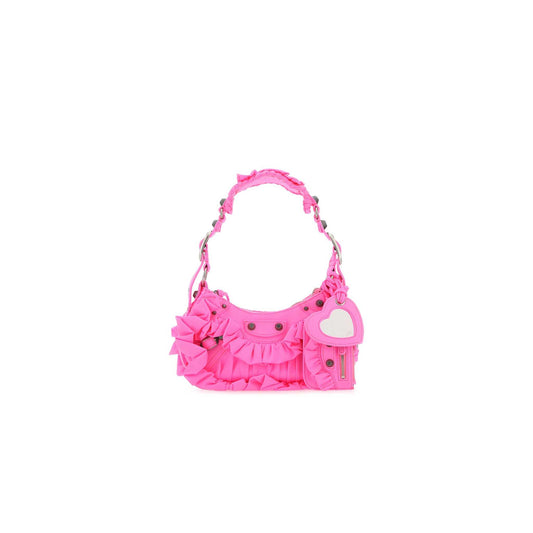 Mala de Ombro Le Cagole XS em Nylon e Elastano Rosa Fluo