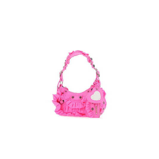 Mala de Ombro Le Cagole XS em Nylon e Elastano Rosa Fluo
