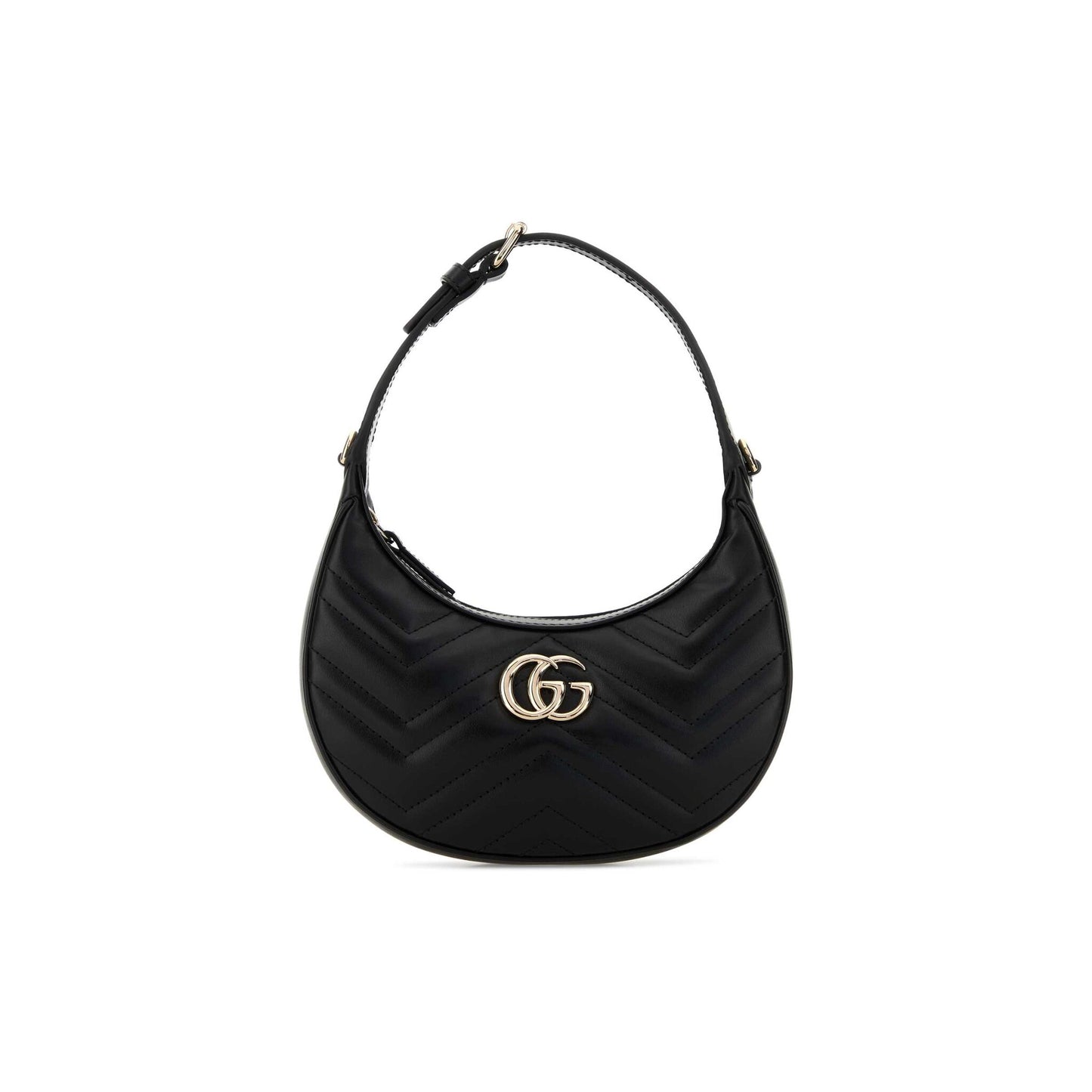 Gucci Mala de Ombro Pequena GG Marmont em Pele — Preto