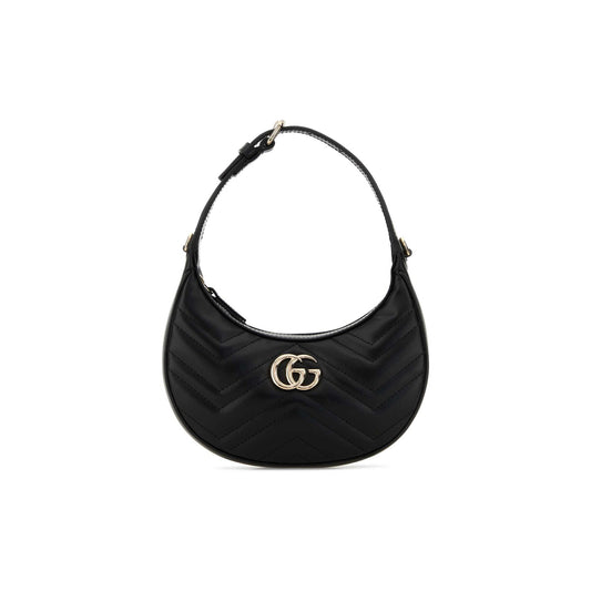 Gucci Mala de Ombro Pequena GG Marmont em Pele — Preto