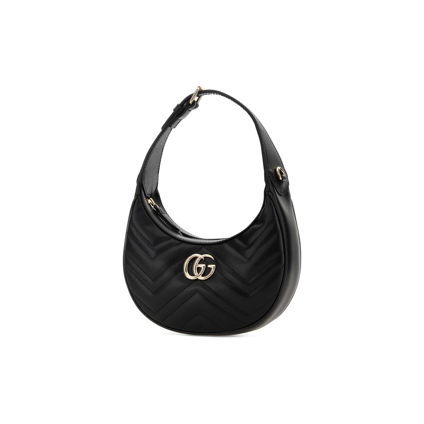 Gucci Mala de Ombro Pequena GG Marmont em Pele — Preto