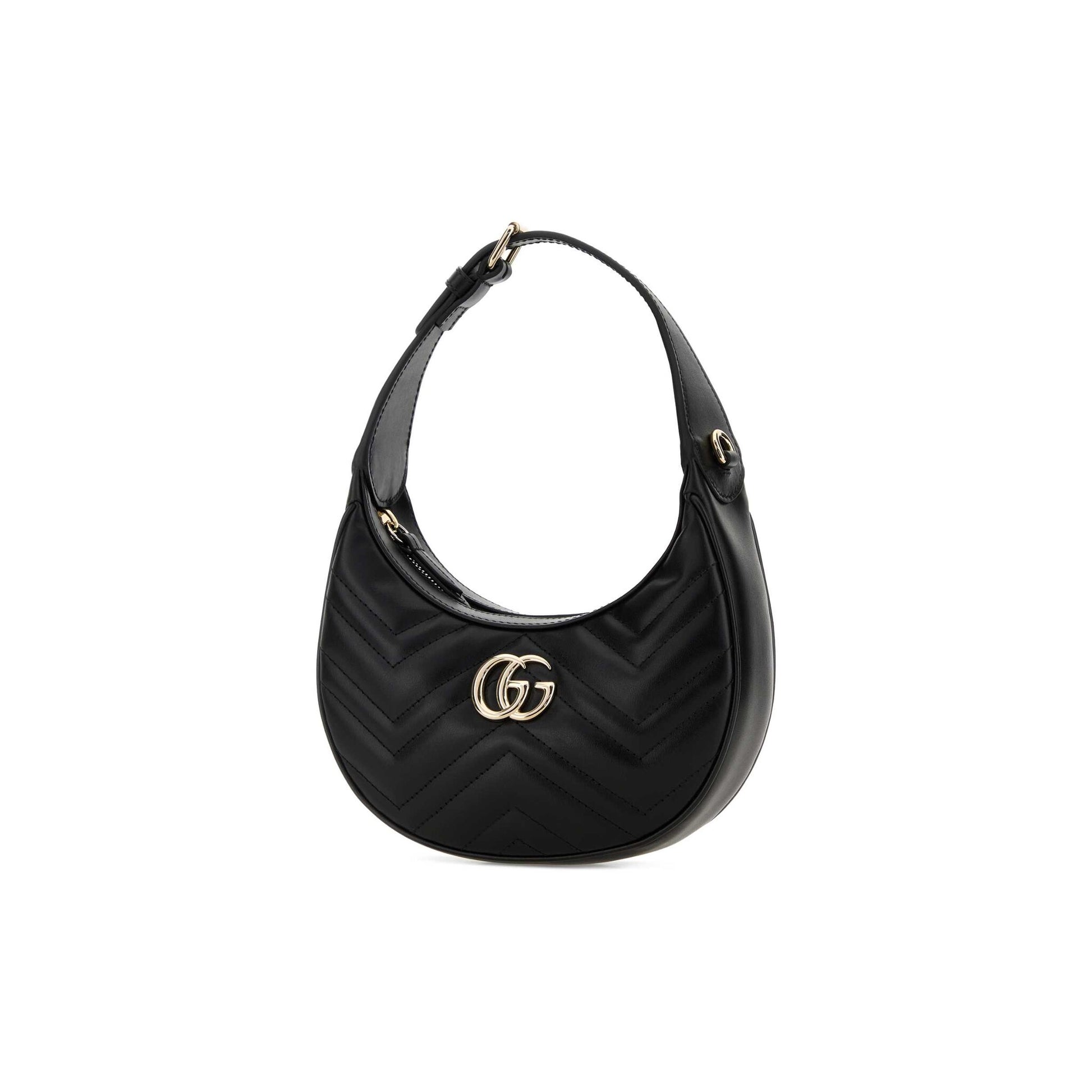 Gucci Mala de Ombro Pequena GG Marmont em Pele — Preto