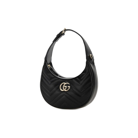 Gucci Mala de Ombro Pequena GG Marmont em Pele — Preto