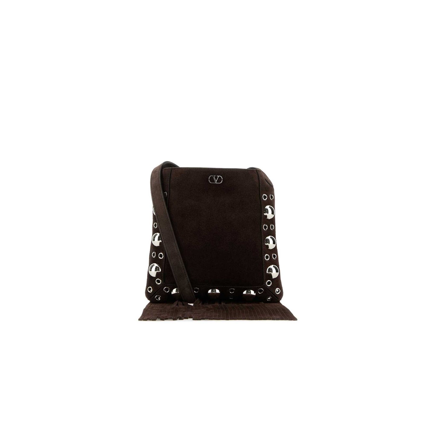 Valentino Garavani Nellcôte Small Shoulder Bag In Suede With Fringes