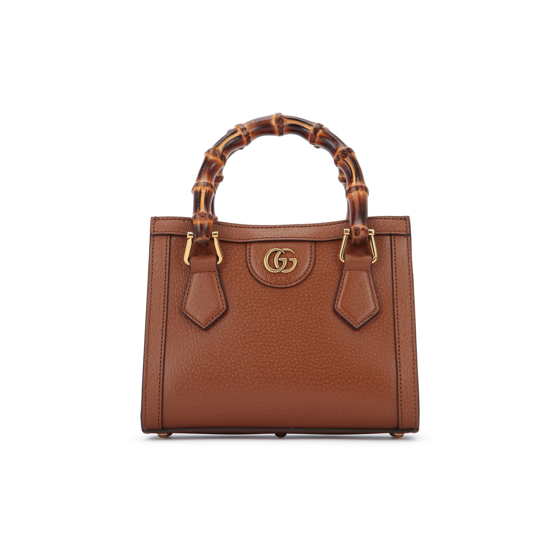 Gucci Mala de Mão Pequena Diana em Pele — Castanho