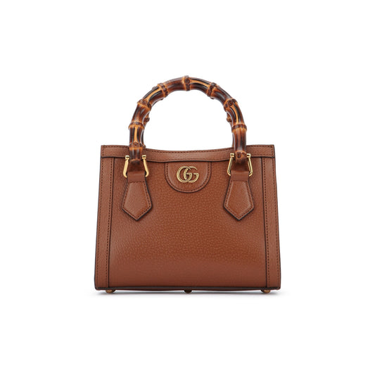 Gucci Mala de Mão Pequena Diana em Pele — Castanho