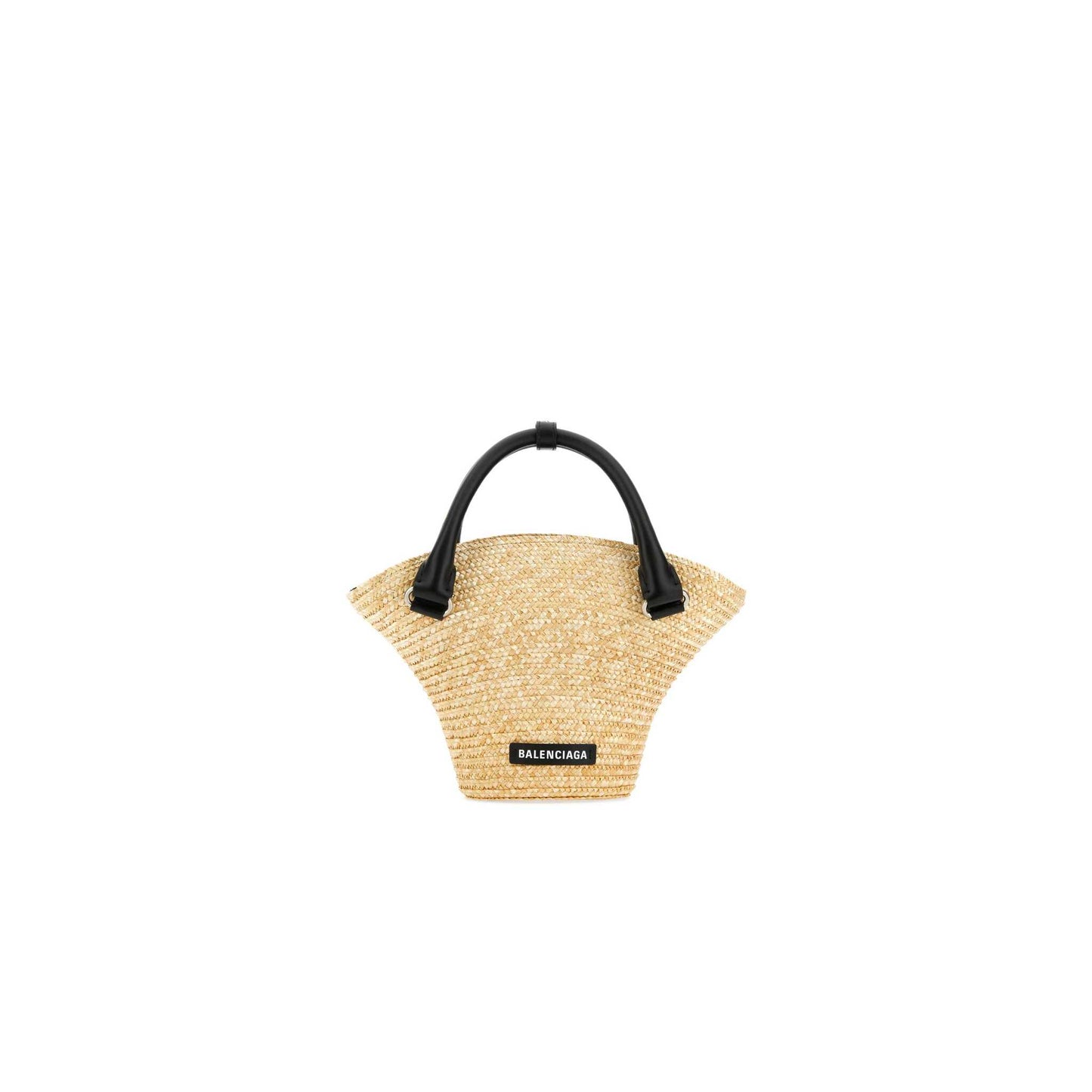 Straw and Calf Leather Basket Bag