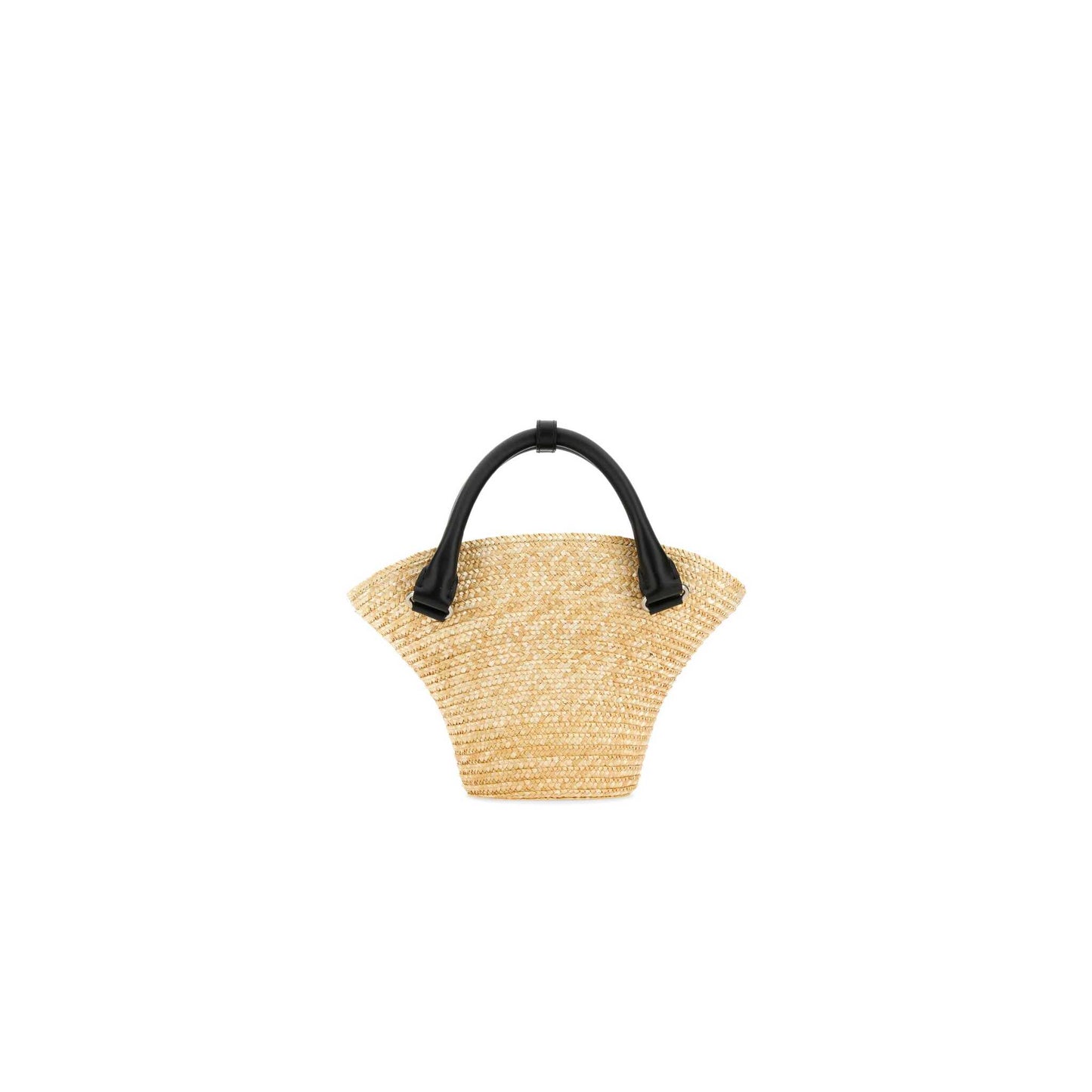 Straw and Calf Leather Basket Bag