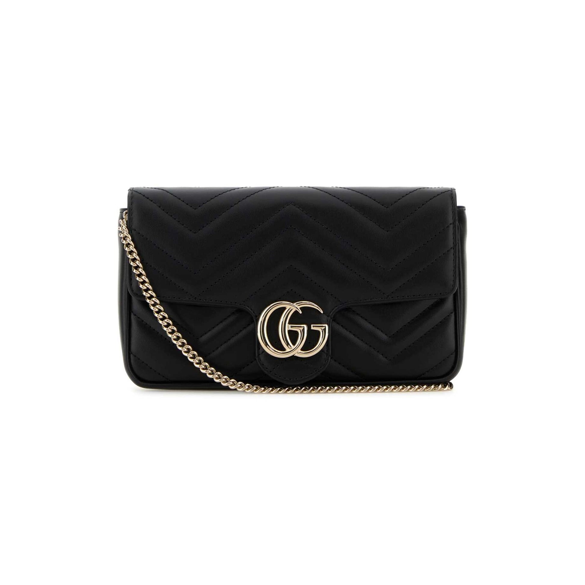 Gucci Mala de Ombro Pequena GG Marmont em Pele — Branco