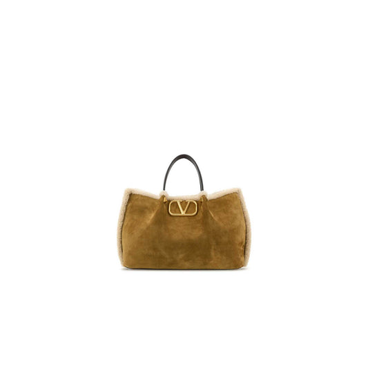 Valentino Garavani Medium Suede Shopping Bag With Sheepskin Lining