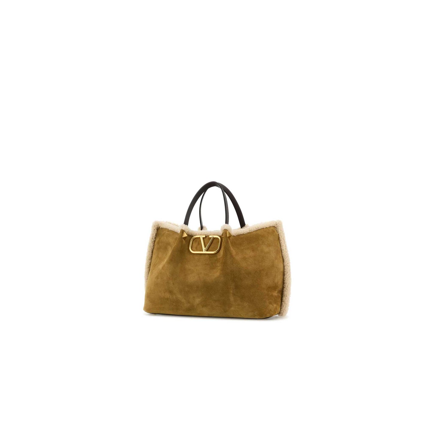 Valentino Garavani Medium Suede Shopping Bag With Sheepskin Lining