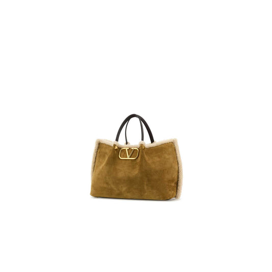 Valentino Garavani Medium Suede Shopping Bag With Sheepskin Lining