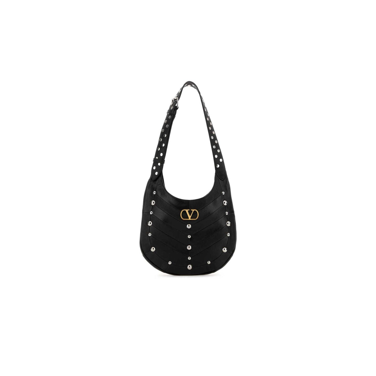 Valentino Garavani Hoboho Small Nappa Leather Hobo Bag With Chevron Pattern And Studs