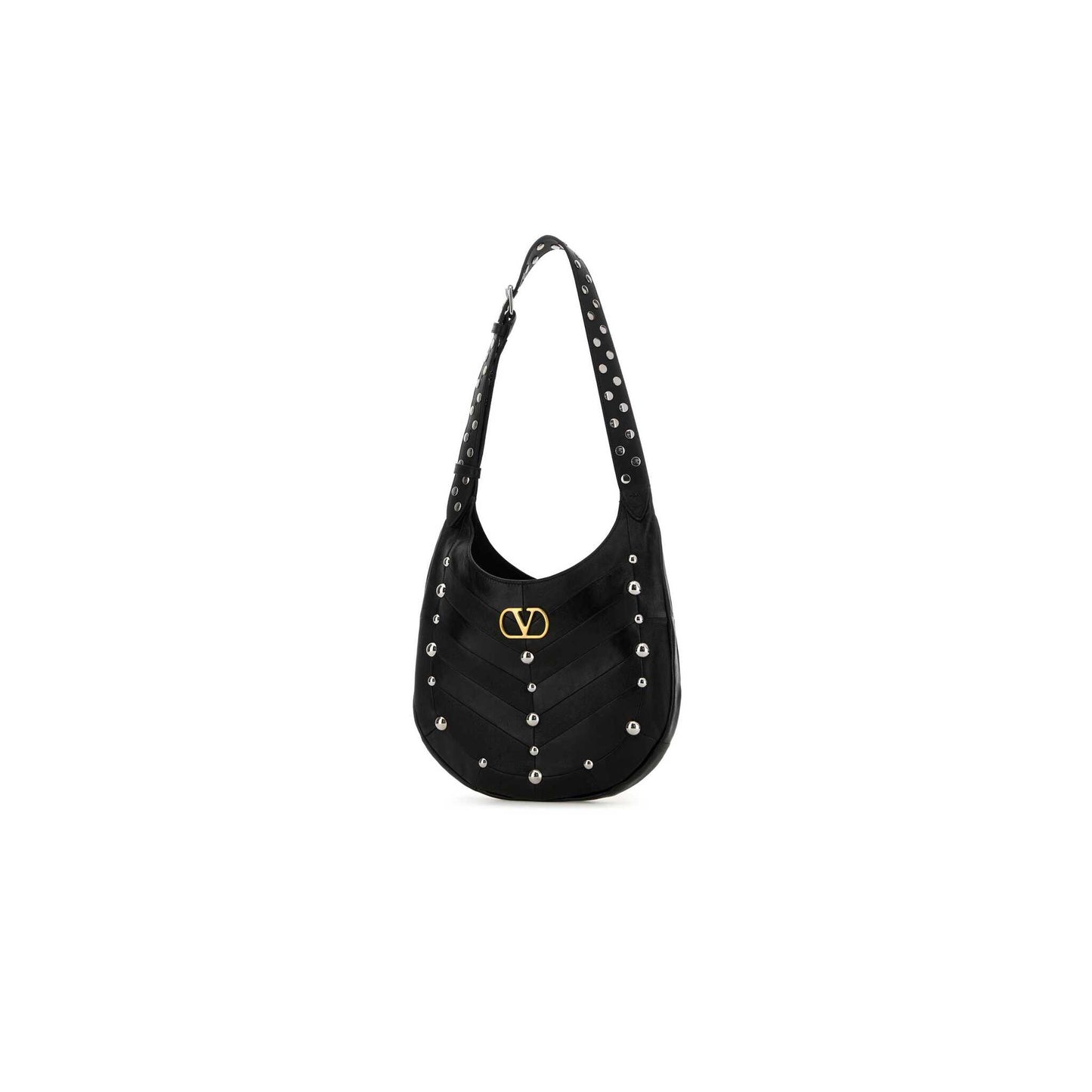 Valentino Garavani Hoboho Small Nappa Leather Hobo Bag With Chevron Pattern And Studs